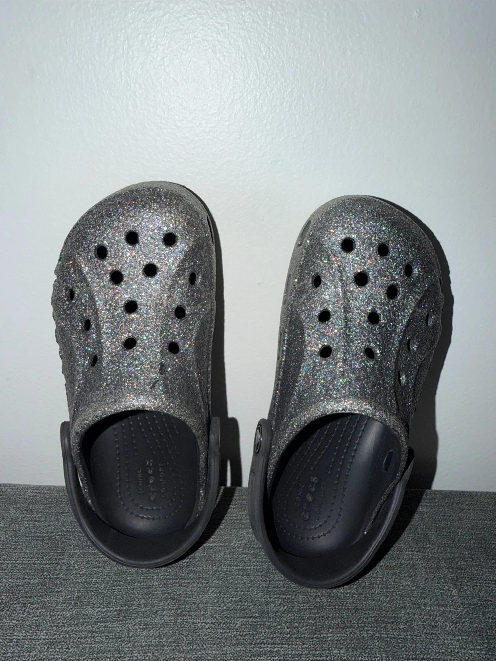 CROCS Kids Glitter Clogs - Silver Multicolor Sparkle
